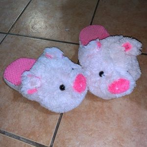 2 Cute fuzzy pig slippers
